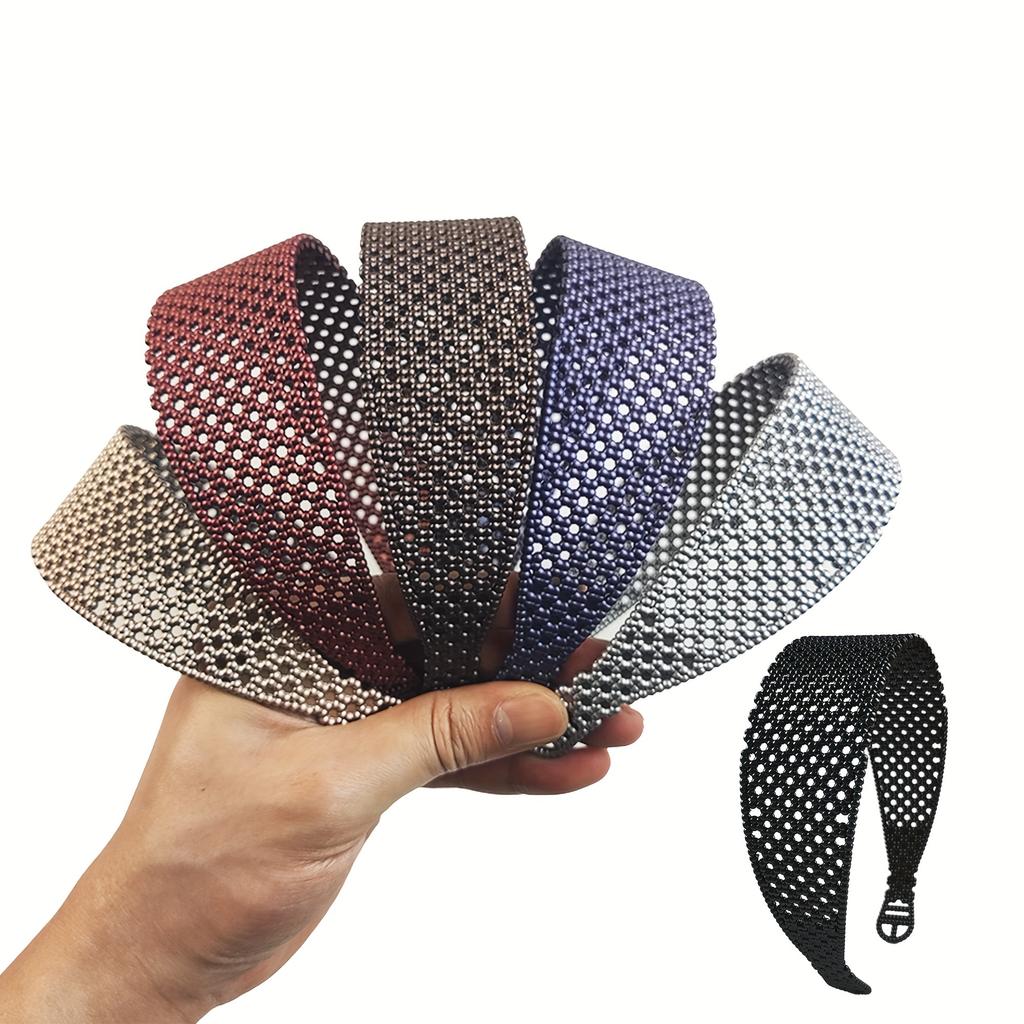 Vintage Elegant Wide Plastic Headbands - Hollow Non-Slip Hairbands Set with Solid Colors, Dress-Up Hair Accessories for Women