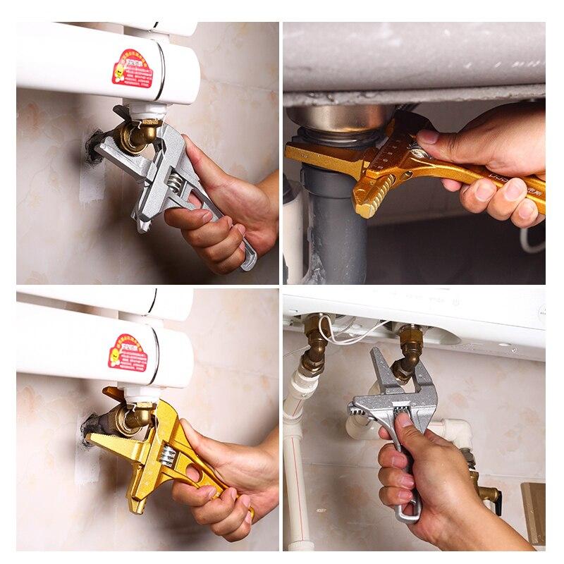 Multifunktions-Verstellschlüssel Aluminiumlegierung Großer Maulschlüssel Universeller Schraubenschlüssel Reparaturwerkzeug für Wasserrohr Schraube Badezimmer