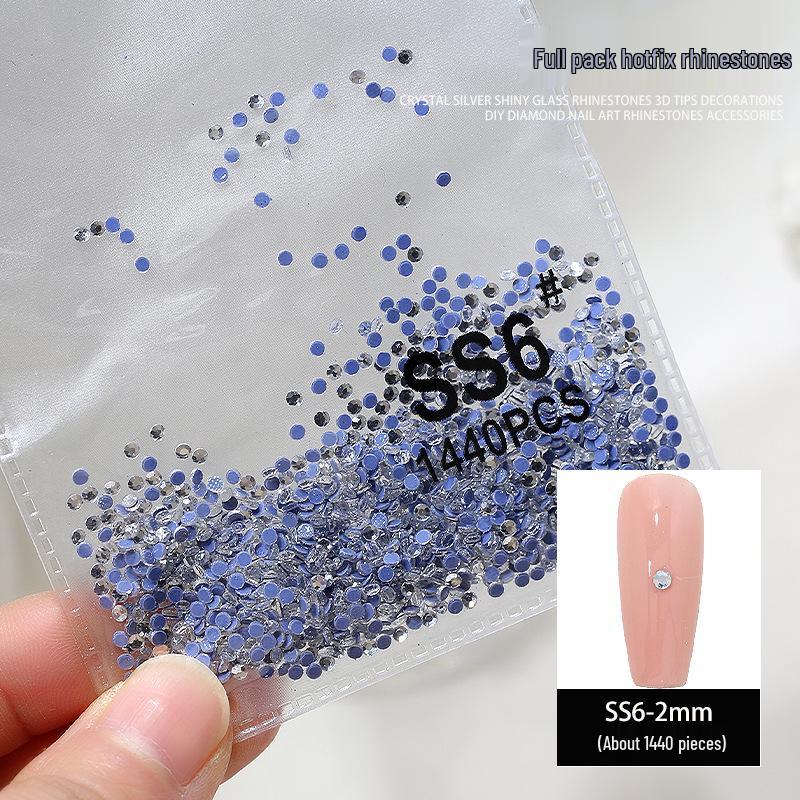 Nail Art Rhinestones Set: 1440pcs Hotfix White Round Flat Back Stones for Nail Decoration.