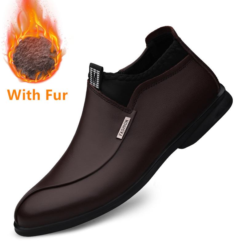 Fashion Genuine Leather Male Comfortable Motorcycle Boots High Quality Men High Top Casual Shoes 2024 New Men Winter Plush Snow Boots
