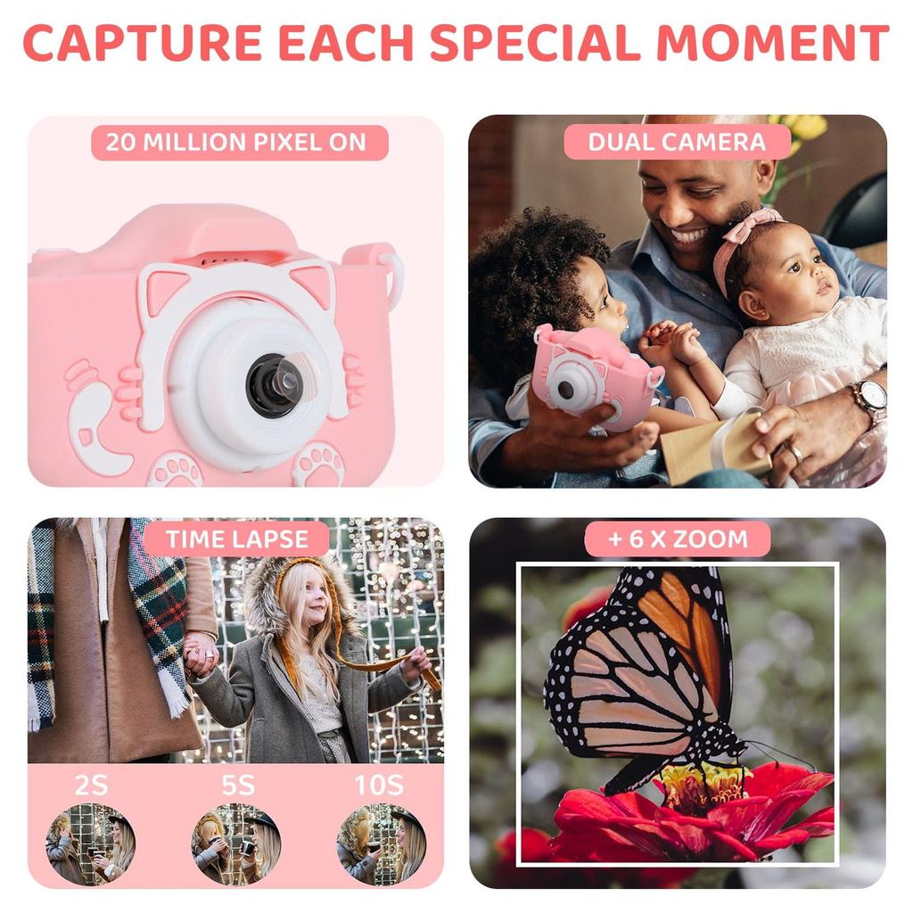 Kids Camera with 32GB SD Card and Silicone Case, Toy for Boys and Girls Ages 3-12