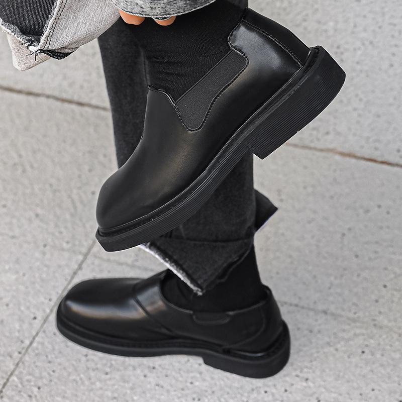 Men's Leather Shoes New Autumn Niche British Casual Men's Shoes Thick Sole Heightening Big Head Derby Tide Shoes 68661-J