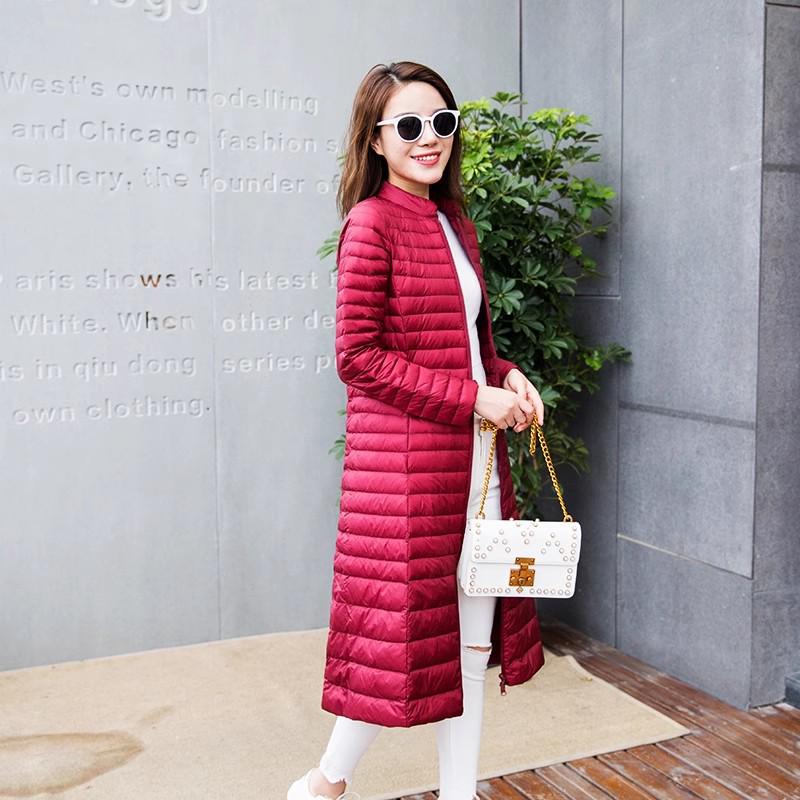 Doudoune légère mi-longue pour femme Automne/Hiver 2024, col montant, manteau amincissant longueur genou