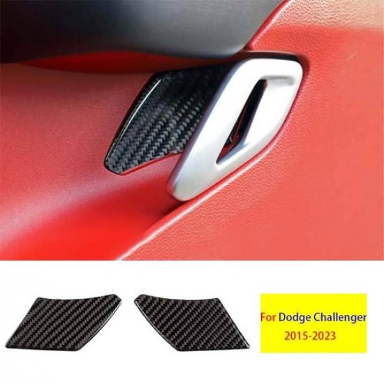 For Dodge Challenger 2015-2023 Real Carbon Fiber Inner Door Bowl Cover Trim 2pcs