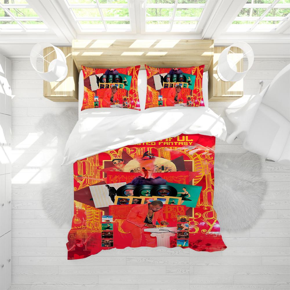 Singer K-Kanye West Twisted Fantasy Duvet Cover Set Soft Wash Bed 3 Piece Summer Comfortable Student Dormitory Home Baby Bedding