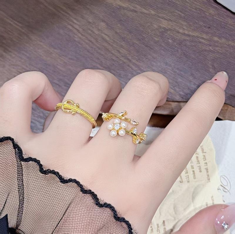 French Horseshoe Bead Open Ring, Women'S Niche High-End Index Finger Ring, High-End Stacked Index Finger Ring