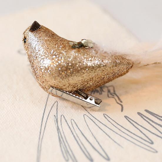 2 Pcs Artificial Simulation Birds Ornament Glitter Feathered Bird Christmas Tree Ornaments Clip Foam Fake Birds for Wreath Garland Crafts Tree Decor