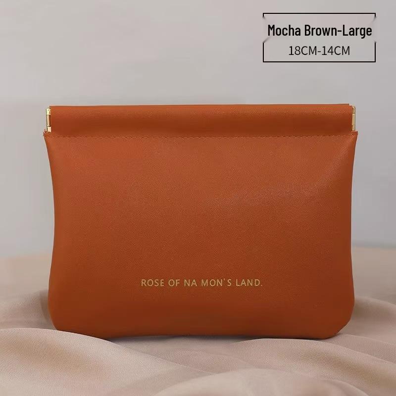 Automatic Closure Earphone & Coin Purse: Mini Portable PU Makeup Bag & Pick Holder