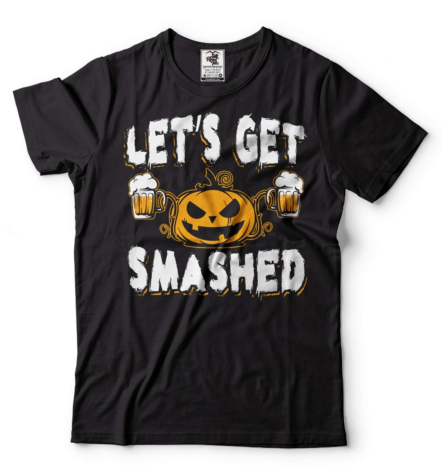 Let s Get Smashed Shirt Funny Halloween Pumpkin Beer Drinking Party Shirts S