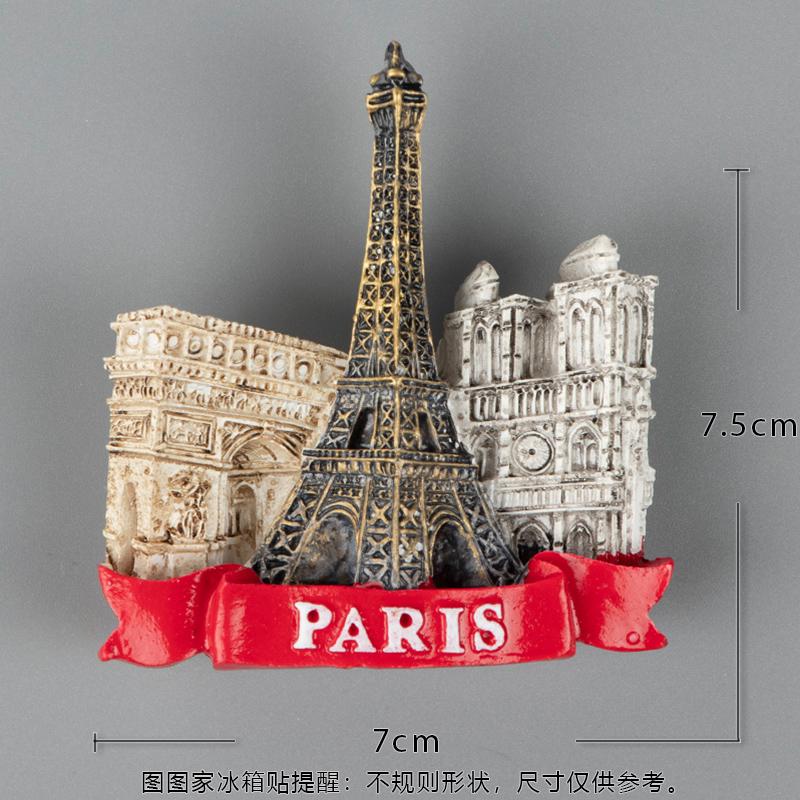 Louvren i Frankrike Prous harts 3D kylskåpsmagneter kylskåp med magnetiska klistermärken som souvenir för Eiffeltornet i Pa
