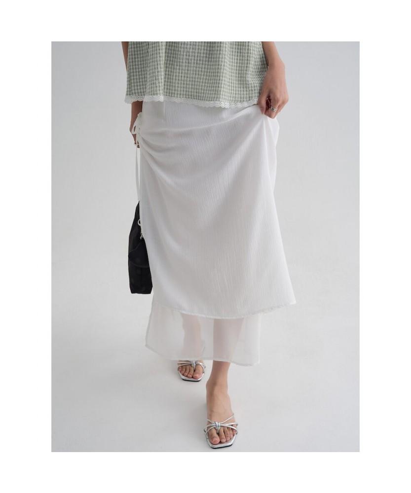 8SECONDS Sheer Layered Skirt (Solid) White