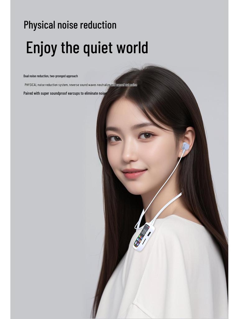 Bluetooth Sports Earphones with Digital Display, Neckband, Long Battery Life, Noise Reduction, Card Slot, and Superior Sound
