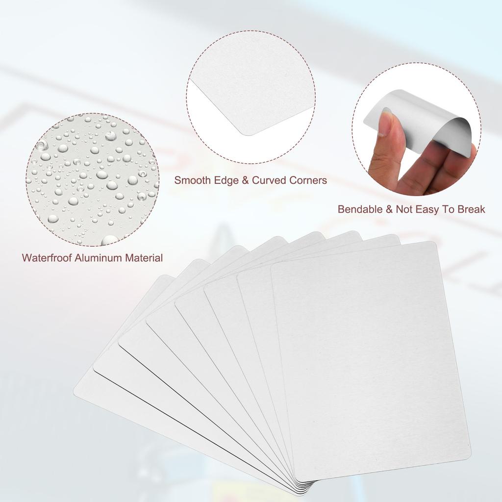 100/200/300Pcs Blank Metal Business Cards 0.21mm Thick 3.4x2.1 Inch Aluminum Laser Engrave Printable Name Card for Custom DIY