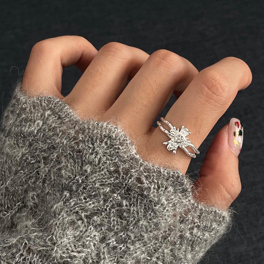 S925 Sterling Silver Korean Style Adjustable Open Ring for Women - Niche Light Luxury Trendy Colorfast High-End Feel