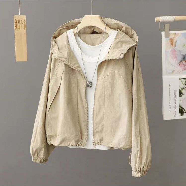 Jacken Damen mit Kapuze Sommer Sonnenschutz Reißverschlussmäntel Dünn Locker Durchsichtig Oberbekleidung Atmungsaktive Oberbekleidung Leichte Kleidung