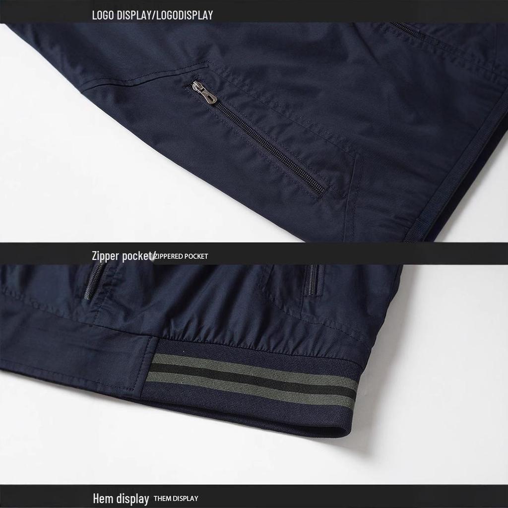 Leadway Nautica Men's Plus Size Cotton Bomber Jacket - Casual High-End Loose Fit with Stand-Up Collar.