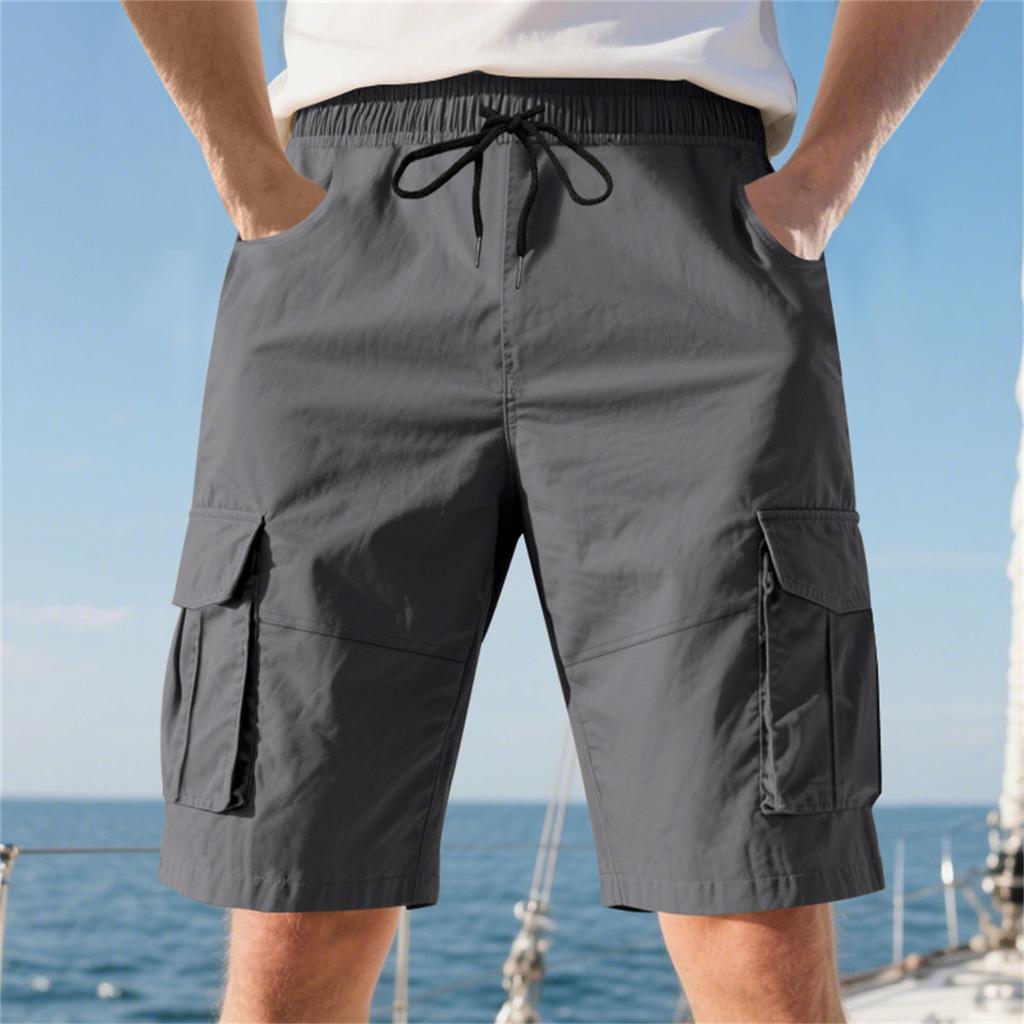 Men's Summer Loose Outdoor Sports Multi-Pocket Cargo Shorts Casual Pants Quarter Pants