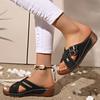 Fashion Fashion Double Buckle Platform Sandals Women Comfort Cross Strap Wedge Heel Sandals Woman Plus Size Non Slip Beach Slippers 43