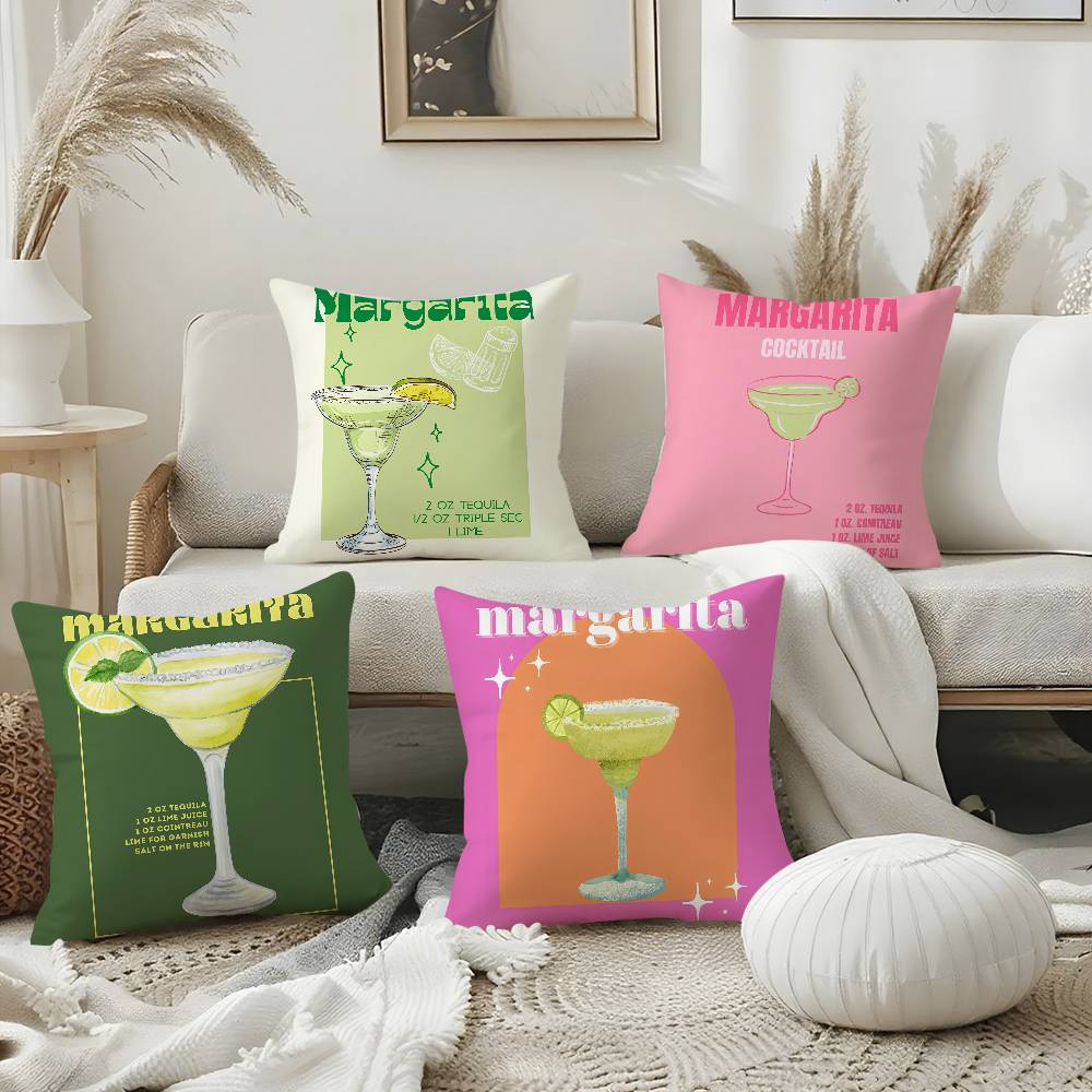 Margarita Cocktail Kunst Kissenbezug Weicher Plüschstoff Beidseitiger Druck Dekorative Wohnzimmer Heimdekoration Geschenk Kissenhülle