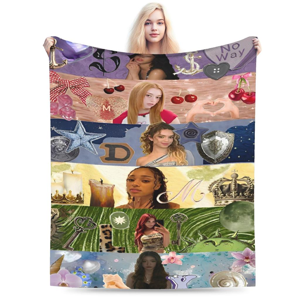 Katseye Kpop Gestrickte Decken Fleece Lara Manon Megan Leichte Überwurfdecke für Bettwäsche Sofa Bett Teppich