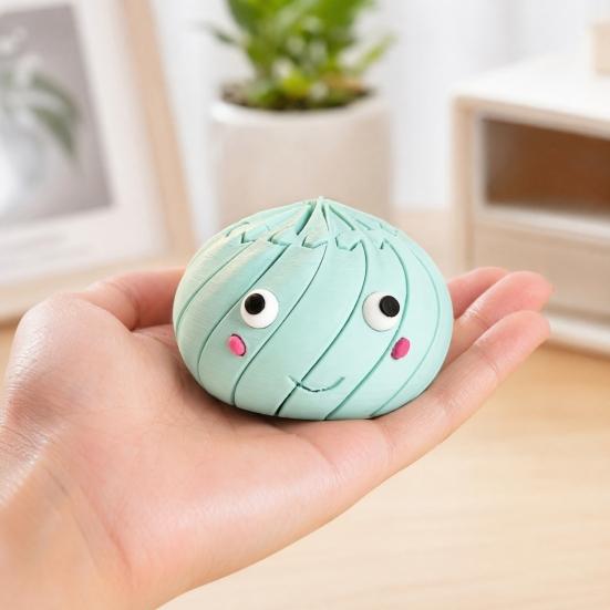 3D Printed Twisting Dumpling Toy, Stress Relief Slippery Cartoon Steamed Bun Toy, Articulated Spiral Rotating Dumpling Fidget Toy