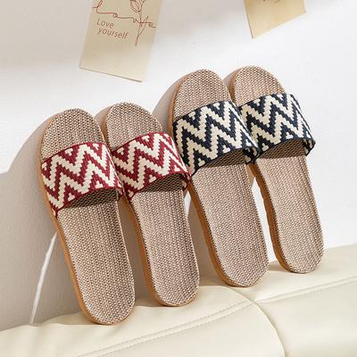 Sommermode Damen Gewebte Gestreifte Leinen Sandalen