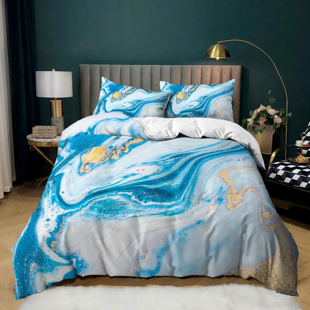 Home Textile Marble Texture Three-Piece Gradual Change Quilt Cover Digital Printing Bedding Batch