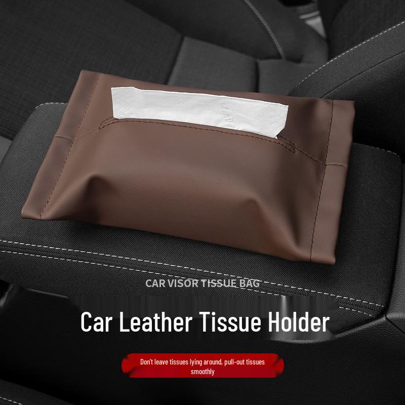 Ultra-Fiber Leather Car Tissue Box: Hanging Armrest or Fixed Interior Tissue Holder