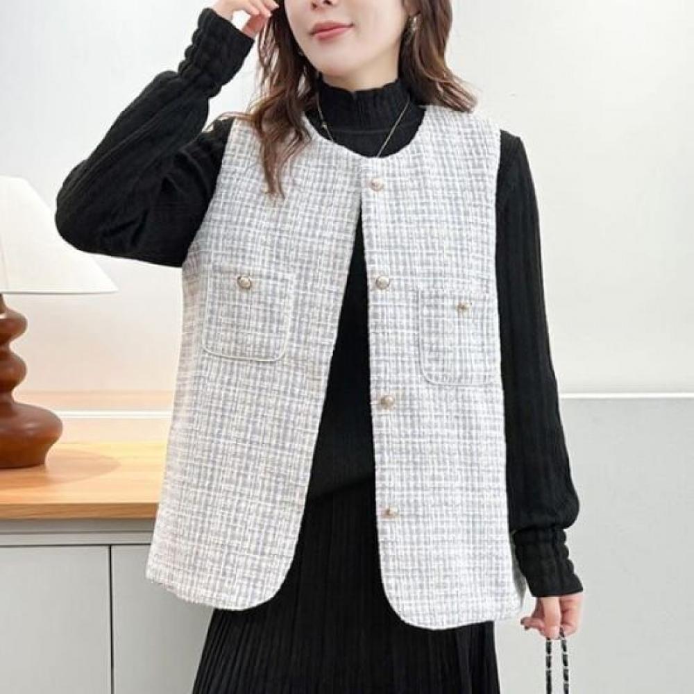 Navava Classic Tweed Button Vest Nc480