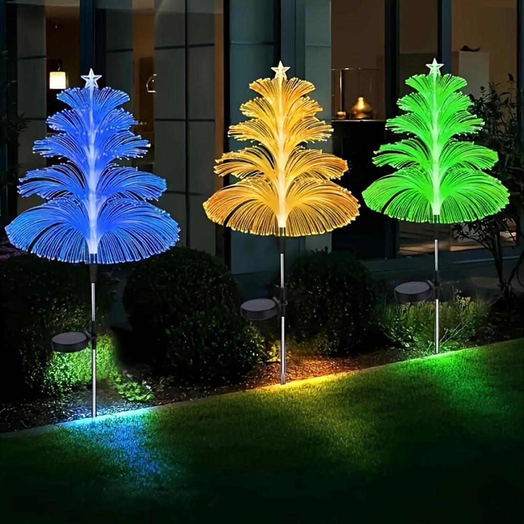 1PC Outdoor Solar Garden Lights 7 Colors Variable Solar Stake Jellyfish Reed Lights Solar Outdoor Color Changing Lights