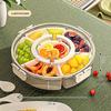1pc Rotating Snack Tray with Lid - Round Plastic Food Storage Organizer - Ideal for Home, Parties, Weddings, and Holidays