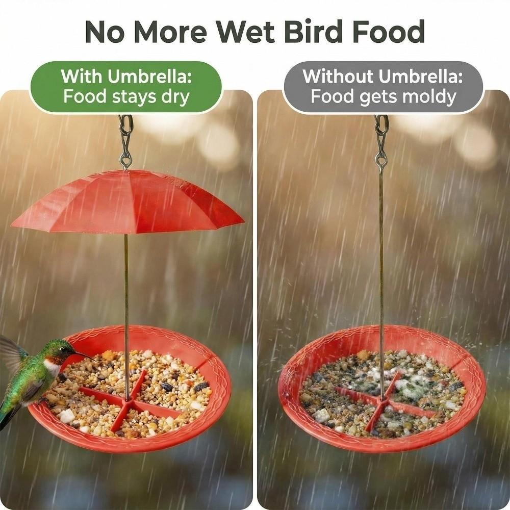 Mangiatoia per Uccelli a Ombrello Resistente alle Intemperie Protezione UV Bevitore d'Acqua per Uccelli Bird Watching