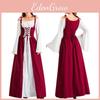 Luxuriöses Vintage Samt Langkleid Für Damen Perfekt Für Halloween- Und Weihnachtsfeiern