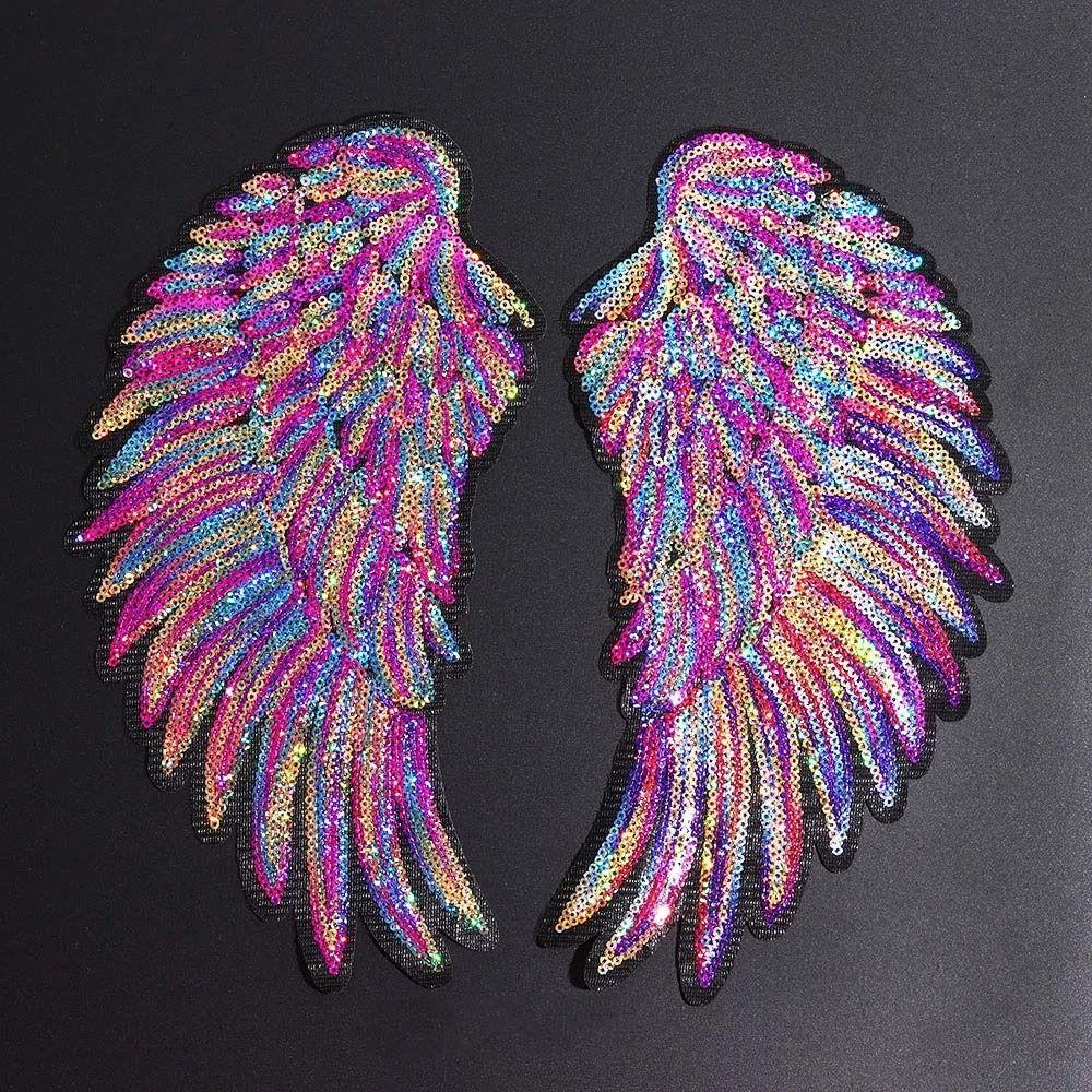 Dreamy Feather Wings Rainbow Embroidered Badges Clothing Accessories Sequin Patches
