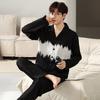 Autumn Winter Men Cotton Pajamas Long Sleeves Long Pants Pajama Sleepwear Lapel Fashion Man Homewear