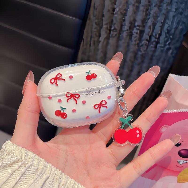 Redmi Buds 5 Pro Case Cartoon Cherry Bow Clear Wireless Headset Soft Cover For Xiaomi Redmi Buds Buds5 Pro Cases Coque Fundas