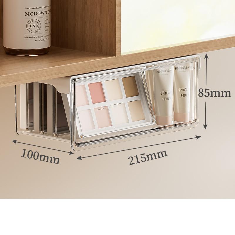 Under Sink Drawer Organizer, Clear ABS+PET Cosmetic Storage Box for Bathroom, Lipstick Cotton Pad Holder, Small Medium Large