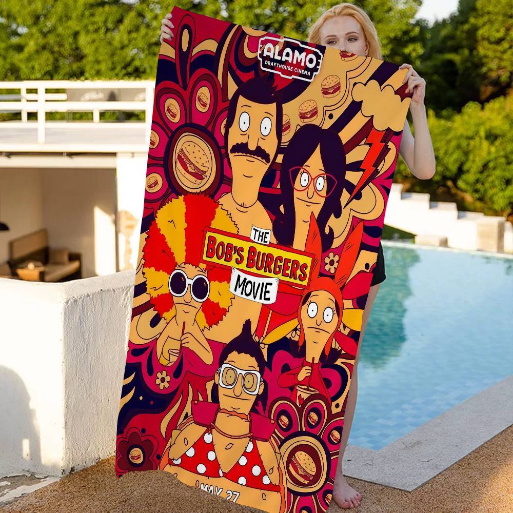 Asciugamano da Spiaggia Bobs B-Burgers Anime Morbido Assorbente Lavetta Regali per Bambini Viaggio Campeggio Palestra