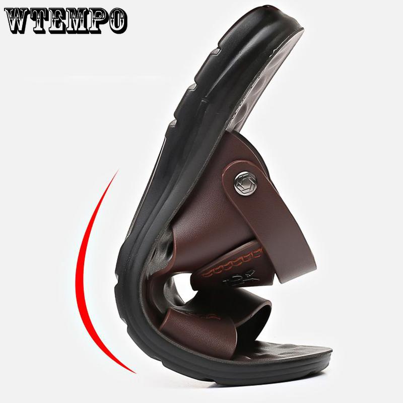 WTEMPO Erkek Yaz Sandalet Kalın Softsole Slaytlar Kapalı Kaymaz Terlik Açık Moda Parmak arası Terlik Plaj Ayakkabıları