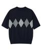 NOISE Argyle Rundhals Kurzarm Strickpullover - Marine