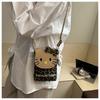 Cute Cat Print Shoulder Bag for Women Leopard Print Crossbody Purse Mini Faux Leather Handbag Trendy Fashion Casual Daily Bag