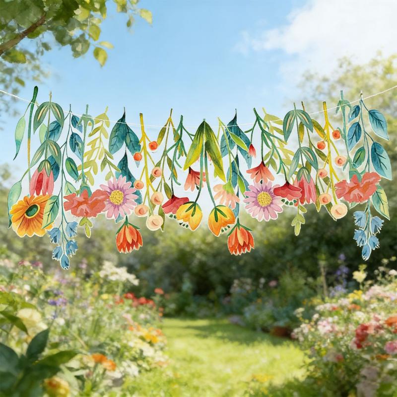Buntes DIY-Frühlingsblumen-Geburtstagsparty-Banner Für Kinder Klassenzimmerdekoration Langes Blatt Blumig Happy Birthday Party Hintergrund
