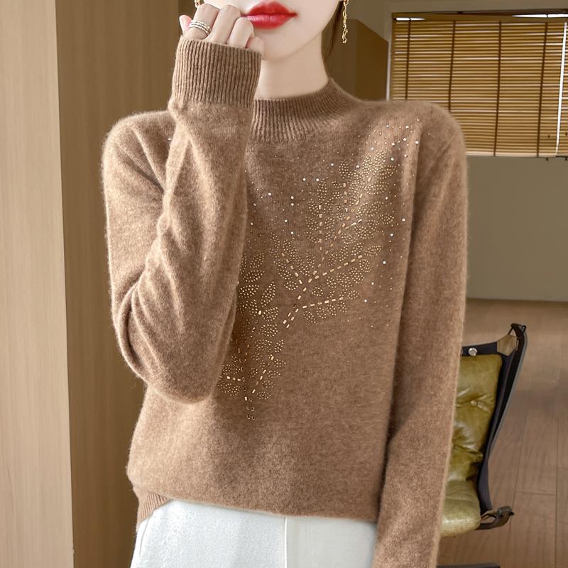 Women's Cashmere Sweater Qinghe Cashmere 30% Cashmere 70% Wool Autumn and Winter Pullover Warm and Fashionable