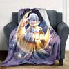 1pc rabbit moon blanket Lightweight Flannel Throw for Sofa Bed Travel Camping Livingroom Office Couch Chair