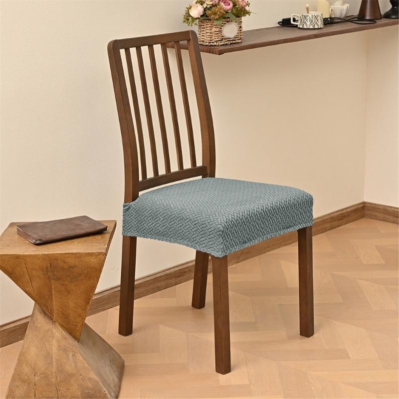 Pack of 4 Dining Chair Seat Covers with Double Elastic Band for Secures Fit Striped Check Design Enhancing Home Decors