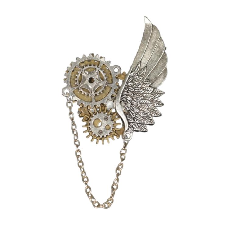 

Vintage Engraved Gears Brooch Clip Steampunk Gear Pin Decorative Corsage Pins 1 серебряный