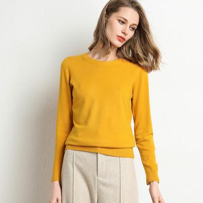 Women Autumn Winter Clothes Solid Round Neck Sweater Jumper Long-sleeved Knitted Pullovers Shirt Female Tops