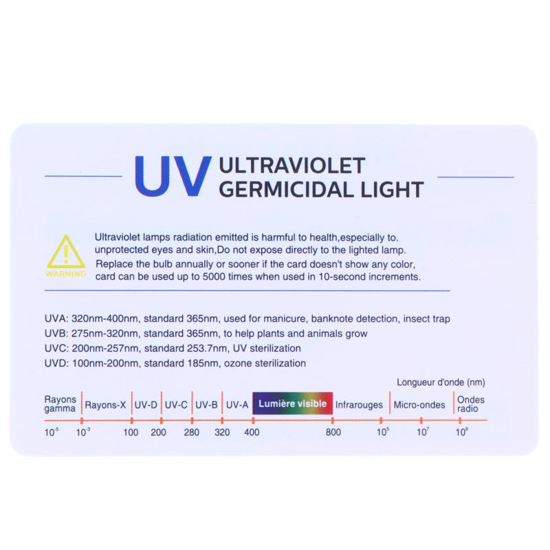 10 Peças de Cartão de Teste UV Reutilizável Com Detecção Precisa de Intensidade UV Para Testar Lâmpadas Germicidas e Atividades ao Ar Livre