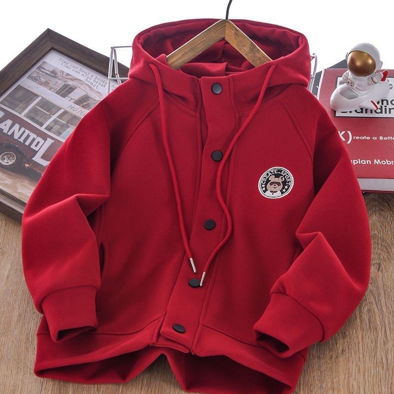 Boys Autumn Winter Cartoon Windproof Hooded Jacket Fashion Casual Outerwear 110
