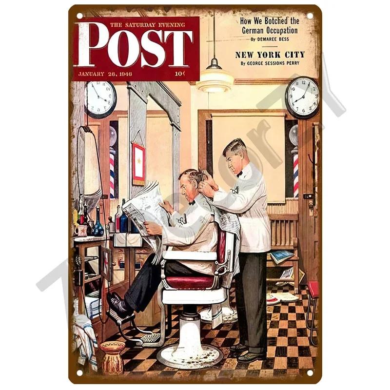 1pc Vintage BARBER SHOP Metal Sign Poster Cafe Bar Pub Tin Sign Plaque Retro Haircut and Shave Beard Sign Home Decor 8x12 Inch